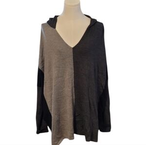 Cabi Gray Black Colorblock Hooded Sweater Poncho Shrug Size XL